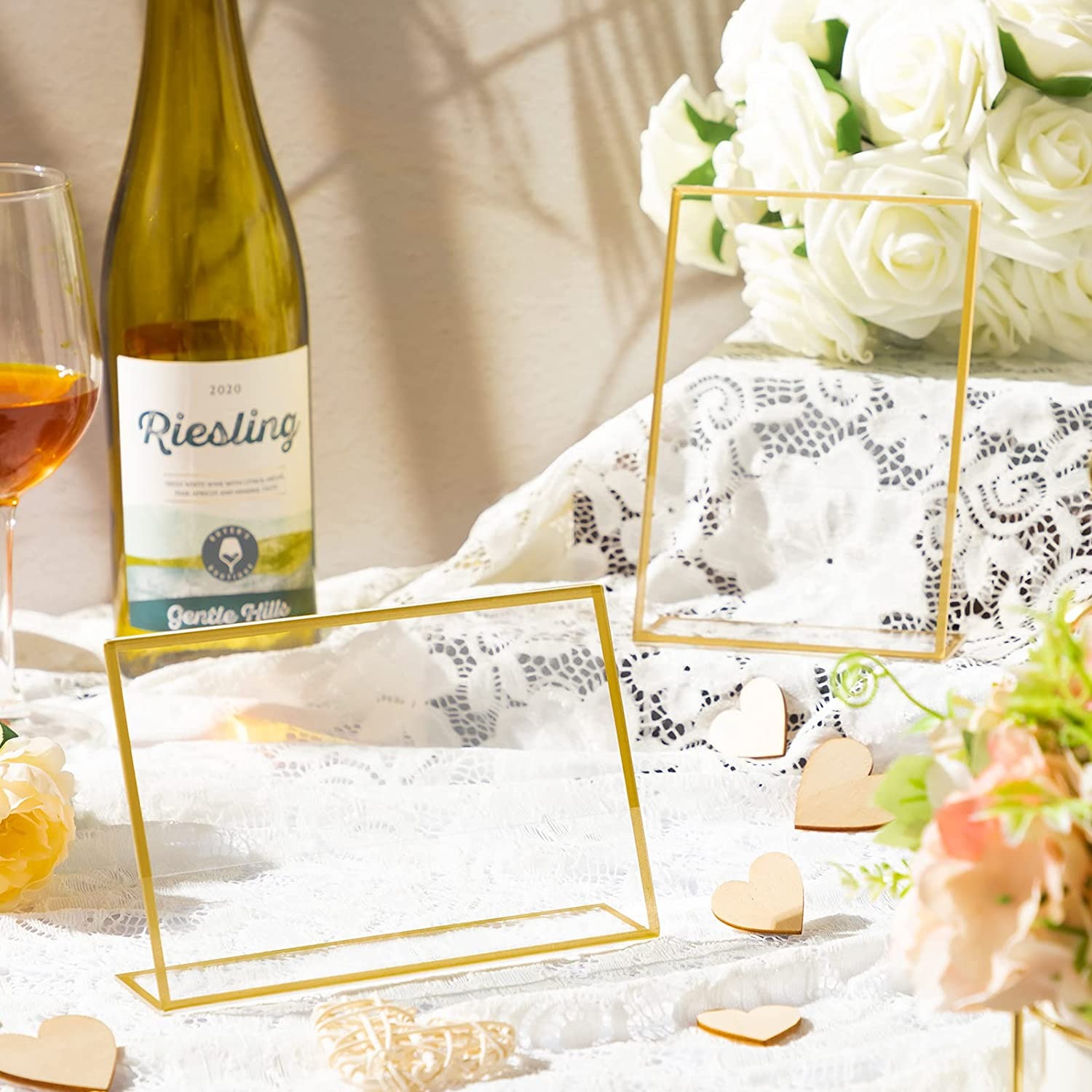 Gold Frame Acrylic Sign Holder - Table Number Gold ulasan dan harga