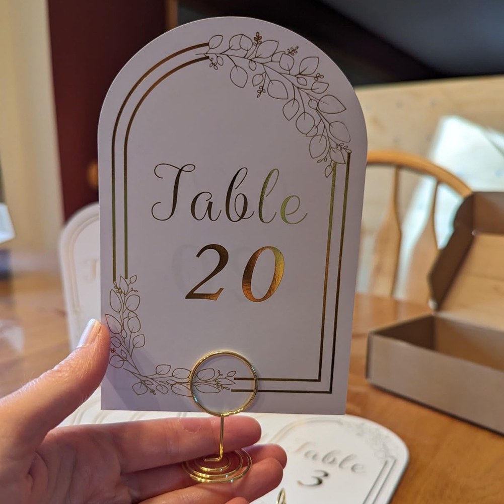 AT19-Wedding Table Number 1-20 - Table Number Gold ulasan dan harga